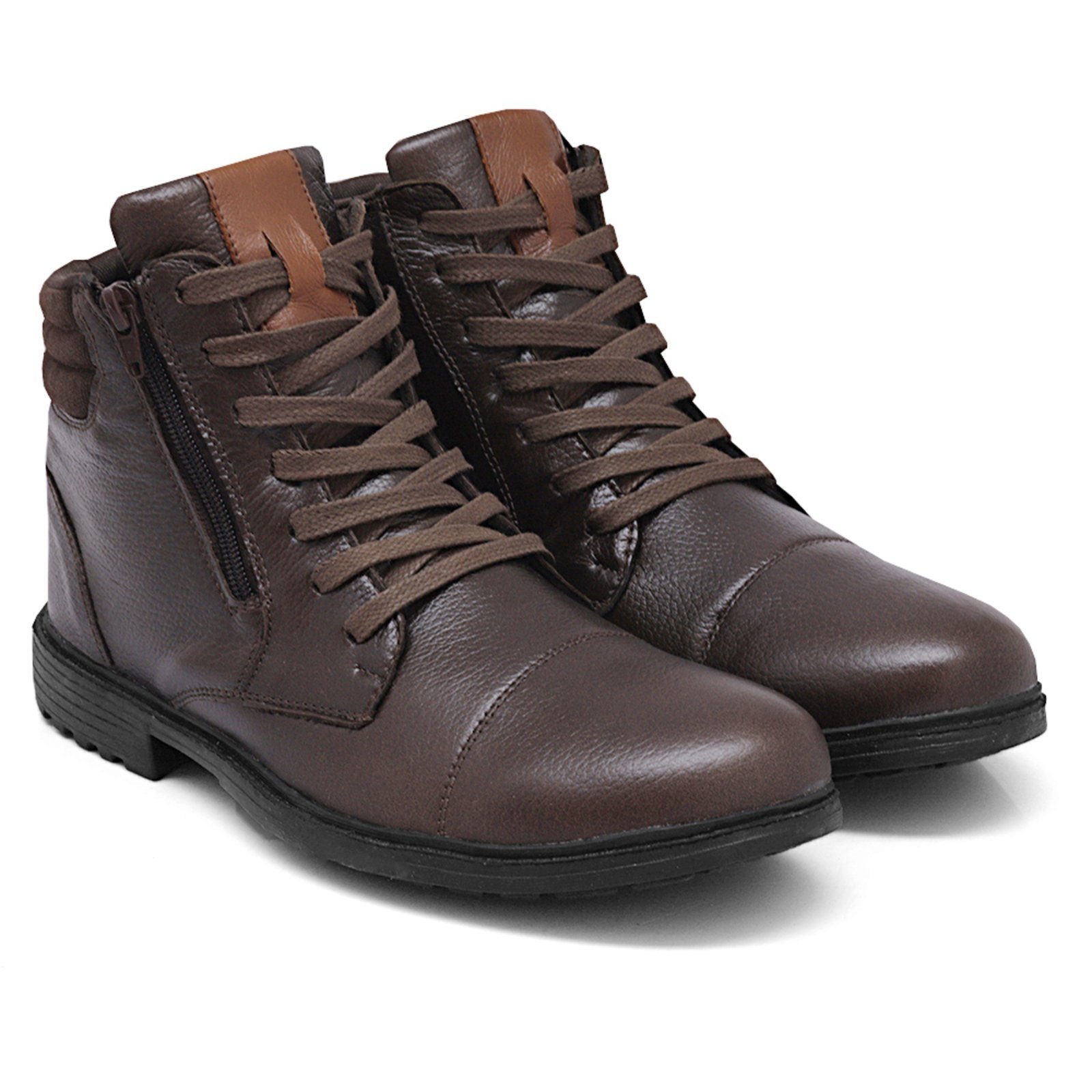 Bota Coturno Casual Nine4 em Couro Macio Soft Premium Café