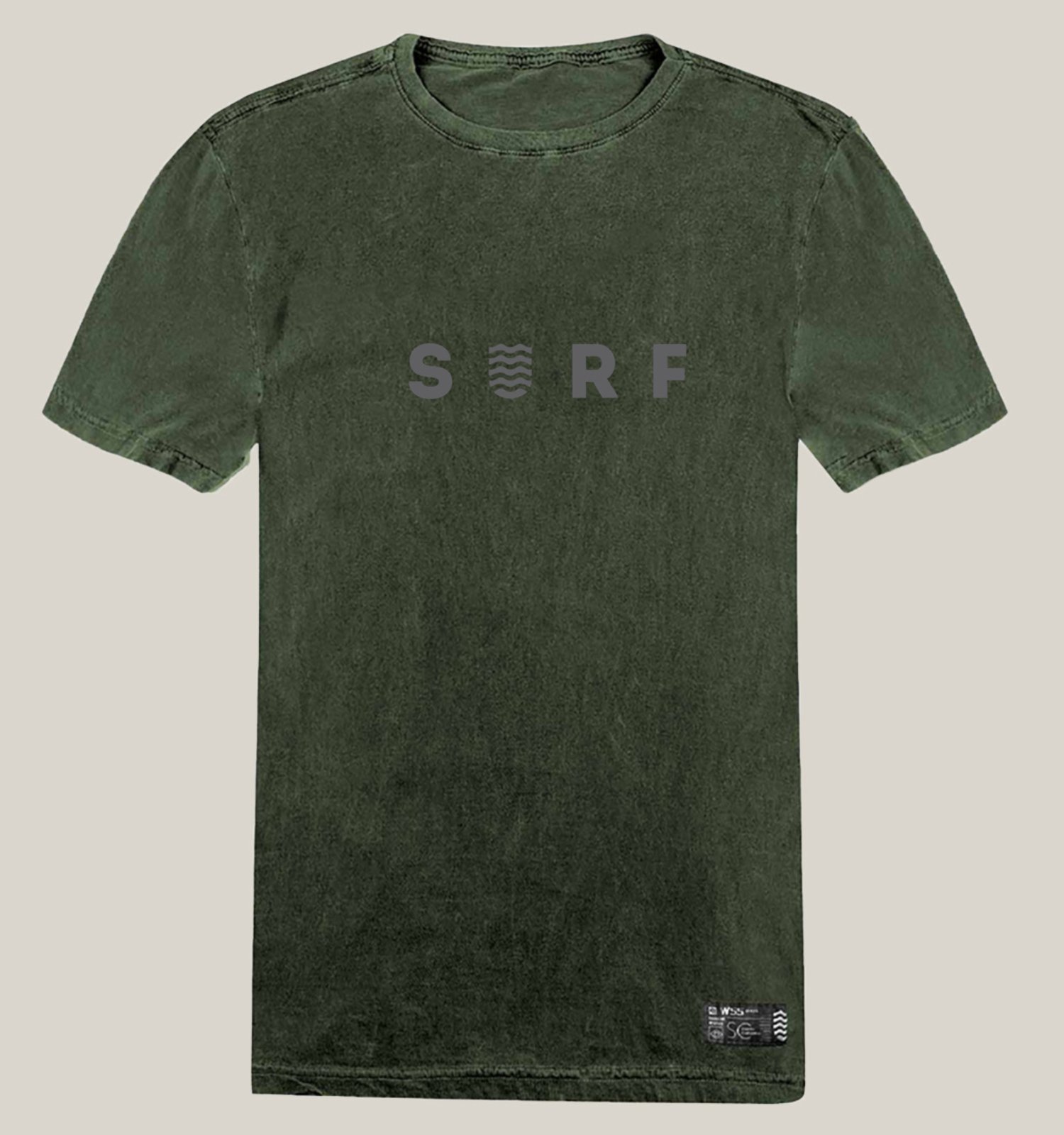 Camiseta Masculina Estonada Verde Militar Algodão Prime WSS Surf Black