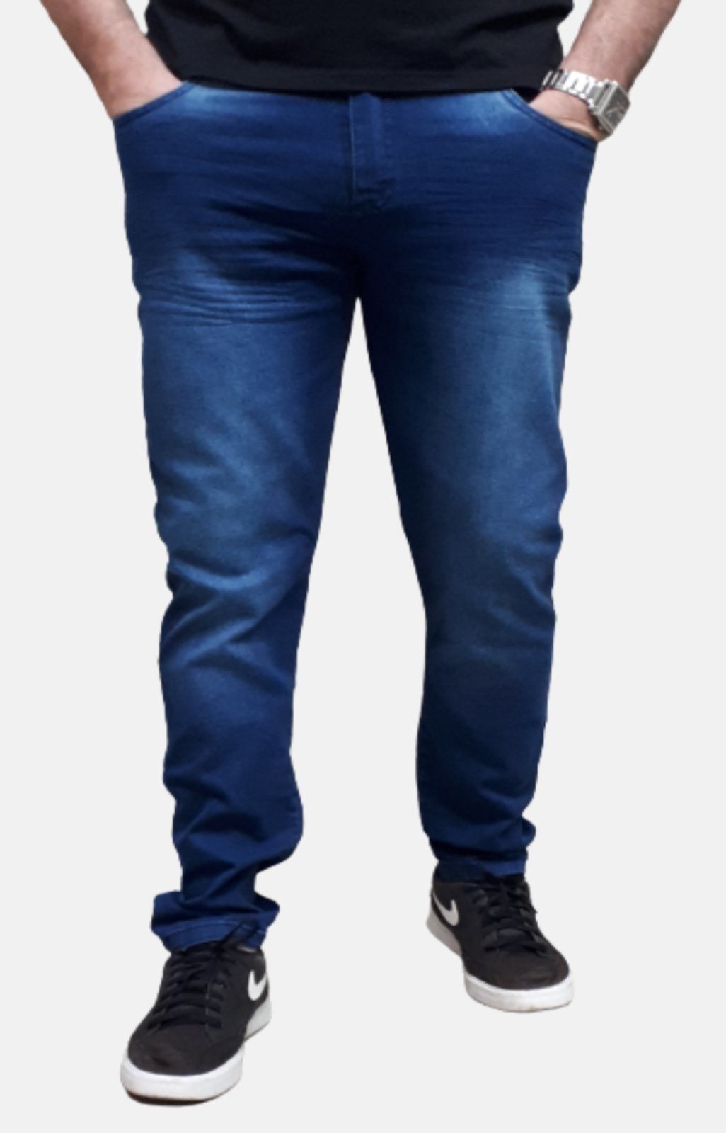 Calça Jeans Elastano Slim Estonada Azul