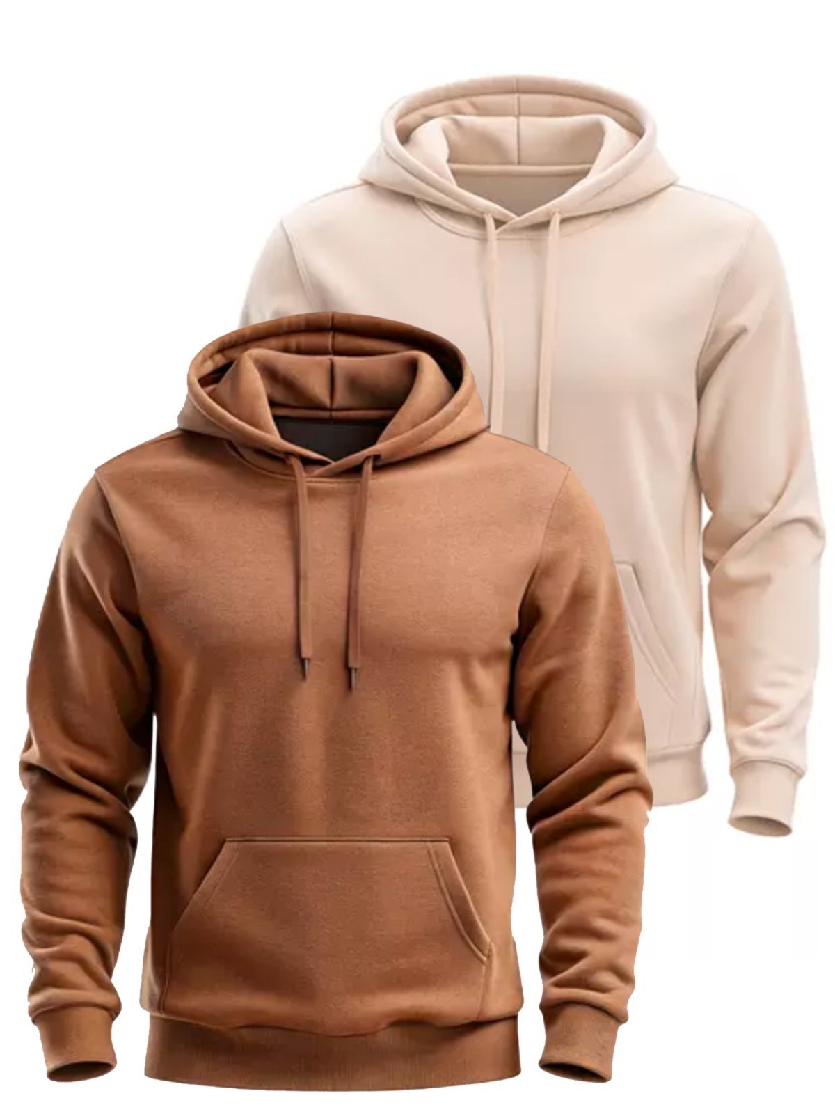 Kit 2 Moletom Masculino Moleton Feminino Casaco fechado Liso Blusa de Frio Mooboo Canguru bege e marrom