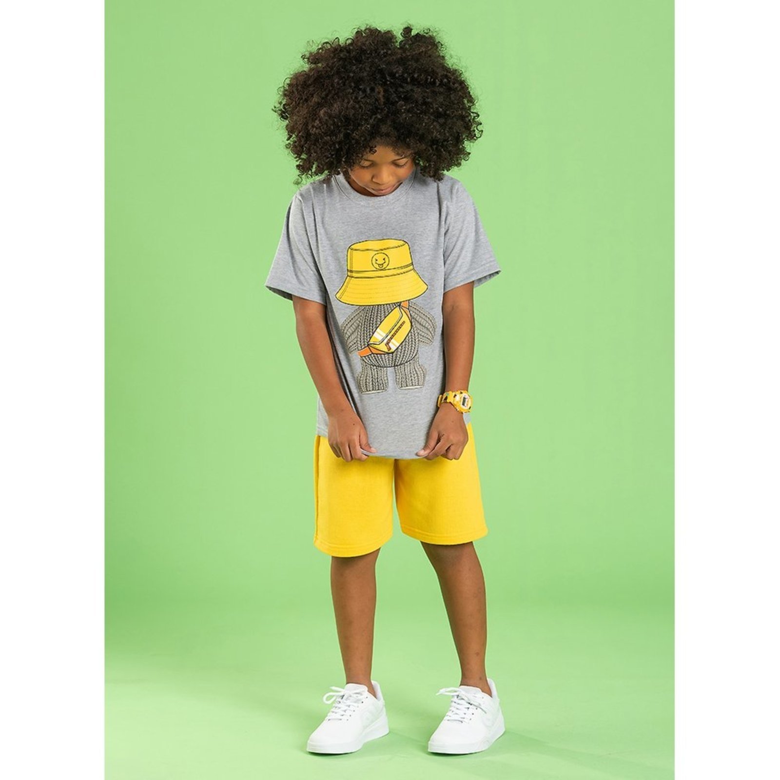 Infantil – Conjunto Verão Menino Mescla Camiseta E Bermuda Urso