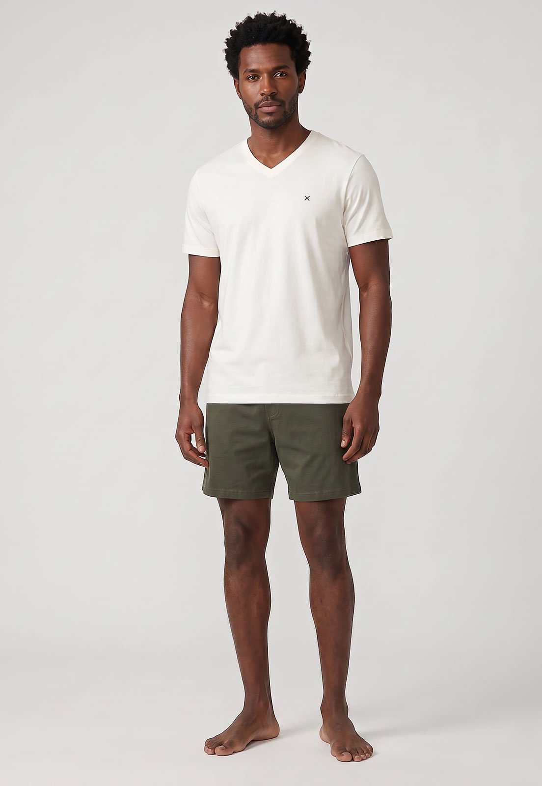 Conjunto de Pijama Masculino Hering Gola V Branco