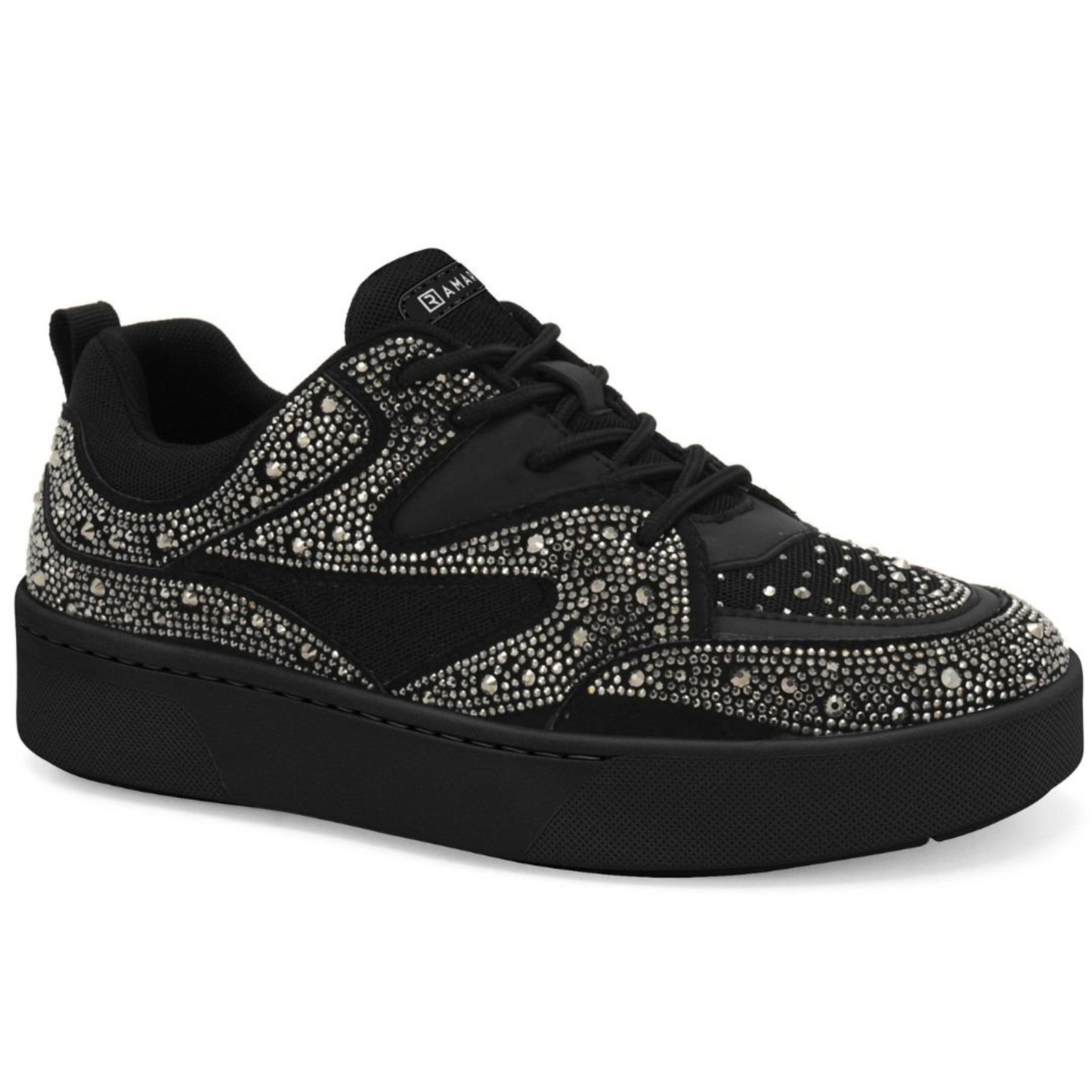 Tênis Feminino Casual Plataforma com Strass 2583141 - Preto
