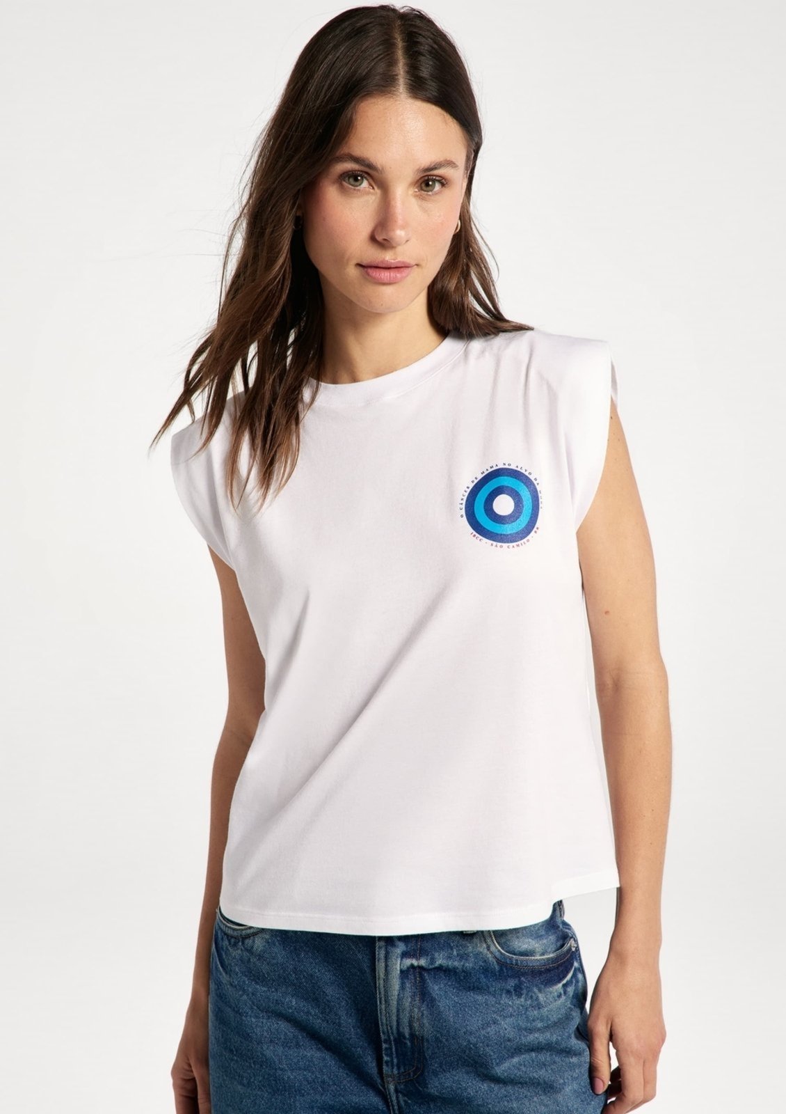 Vista 2 Regata Feminina Muscle Tee Câncer De Mama Hering branco Hering branco