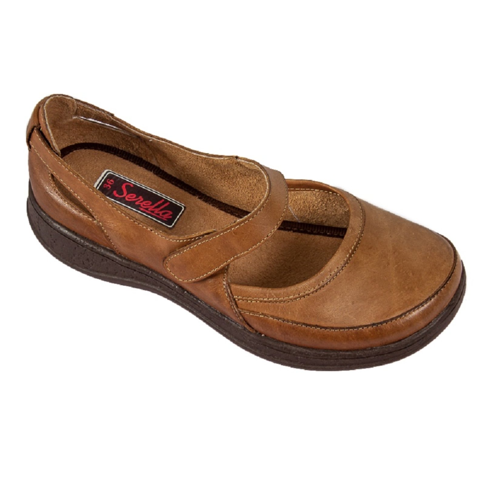 Sapato Boneca Serella Retrô Conforto Couro Caramelo 7075