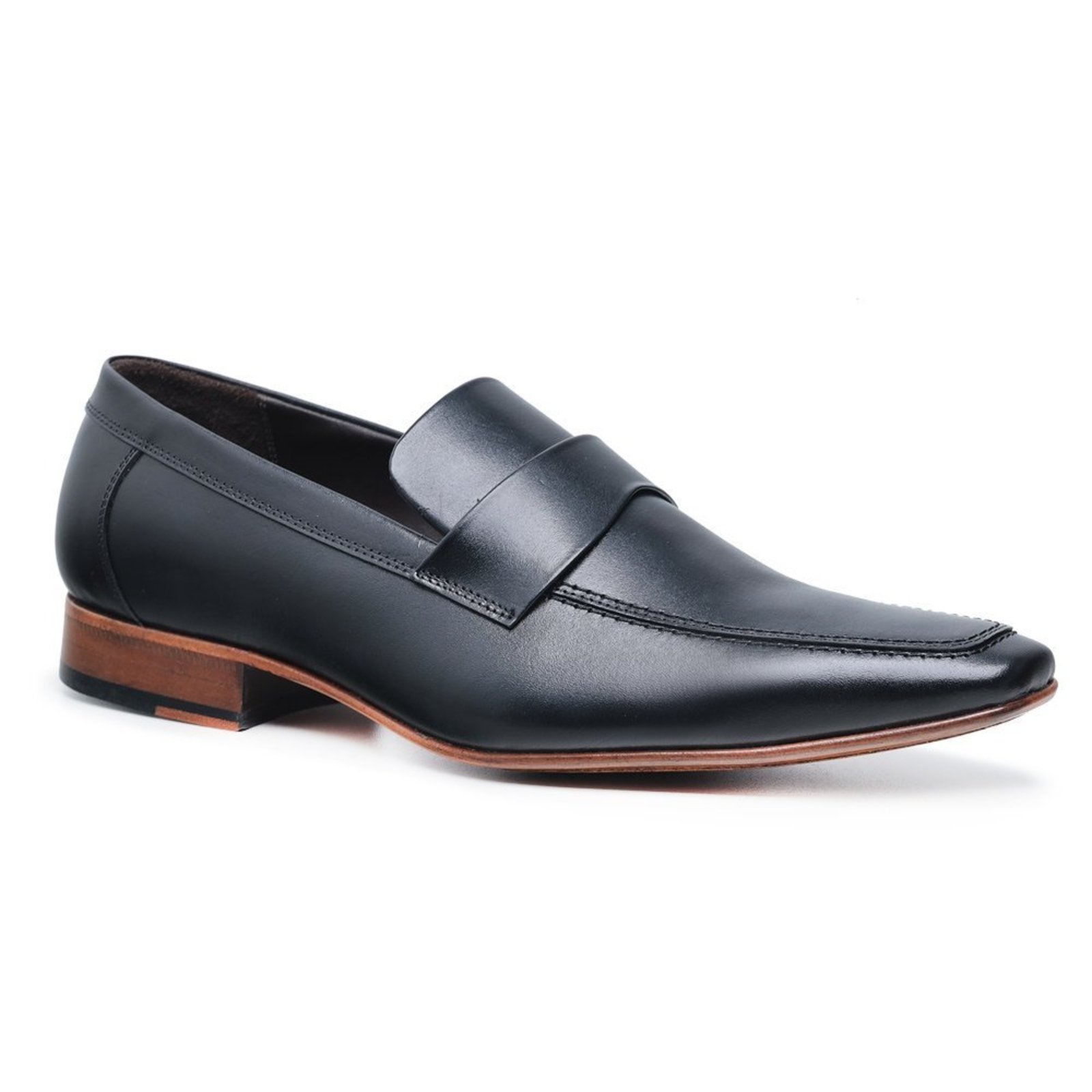 Sapato Loafer Penny Masculino Malbork em Couro Liso Preto 1312P