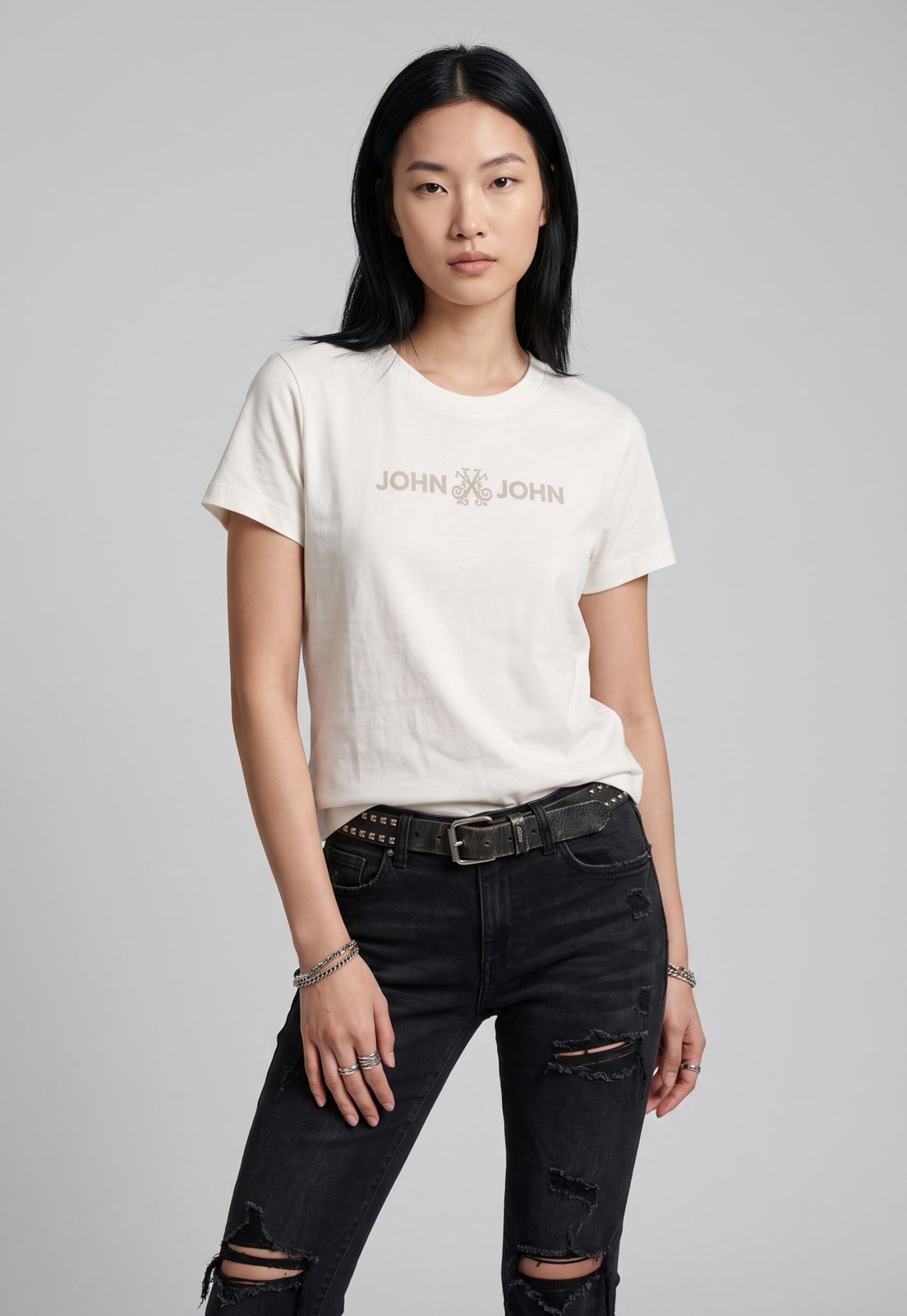 Camiseta Feminina John John Logo Branca