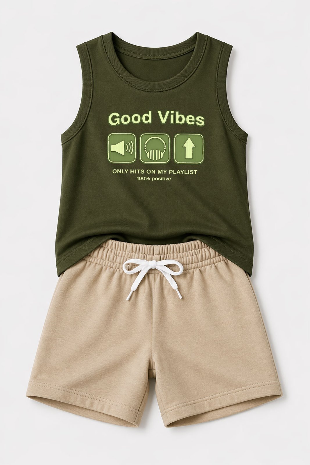 Infantil - Conjunto Masculino Good Vibes Verde Musgo - Babei no Look