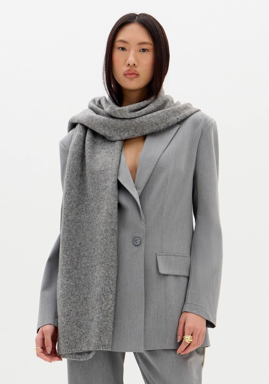Vista 2 Blazer Oversized Alongado My Favorite Things cinza My Favorite Things cinza