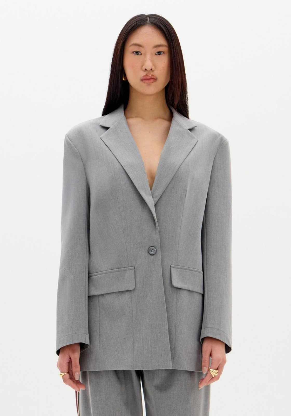 Vista 3 Blazer Oversized Alongado My Favorite Things cinza My Favorite Things cinza