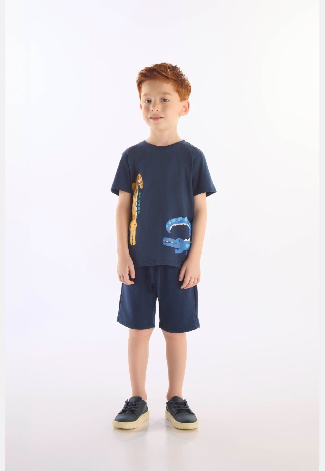 Vista 2 Infantil - Conjunto Crocodilo Camiseta Bermuda Up Baby azul Up Baby azul