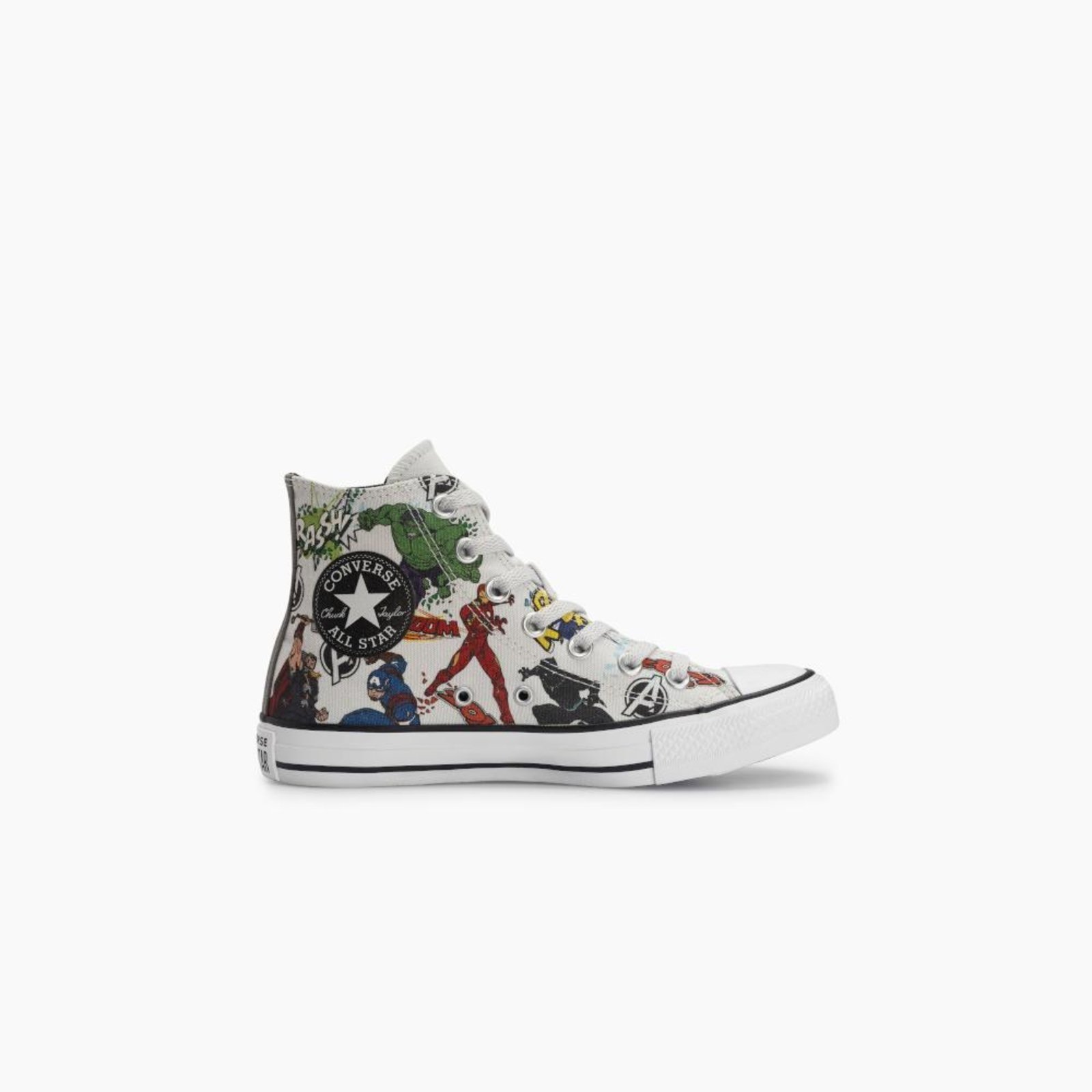 Vista 2 Infantil - Chuck Taylor All Star Vingadores Cano Alto Cinza Converse branco Converse branco