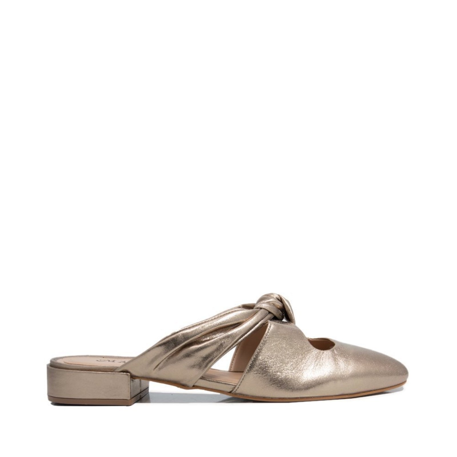 Mule Maithe Couro Rose Maithe Prata Velho