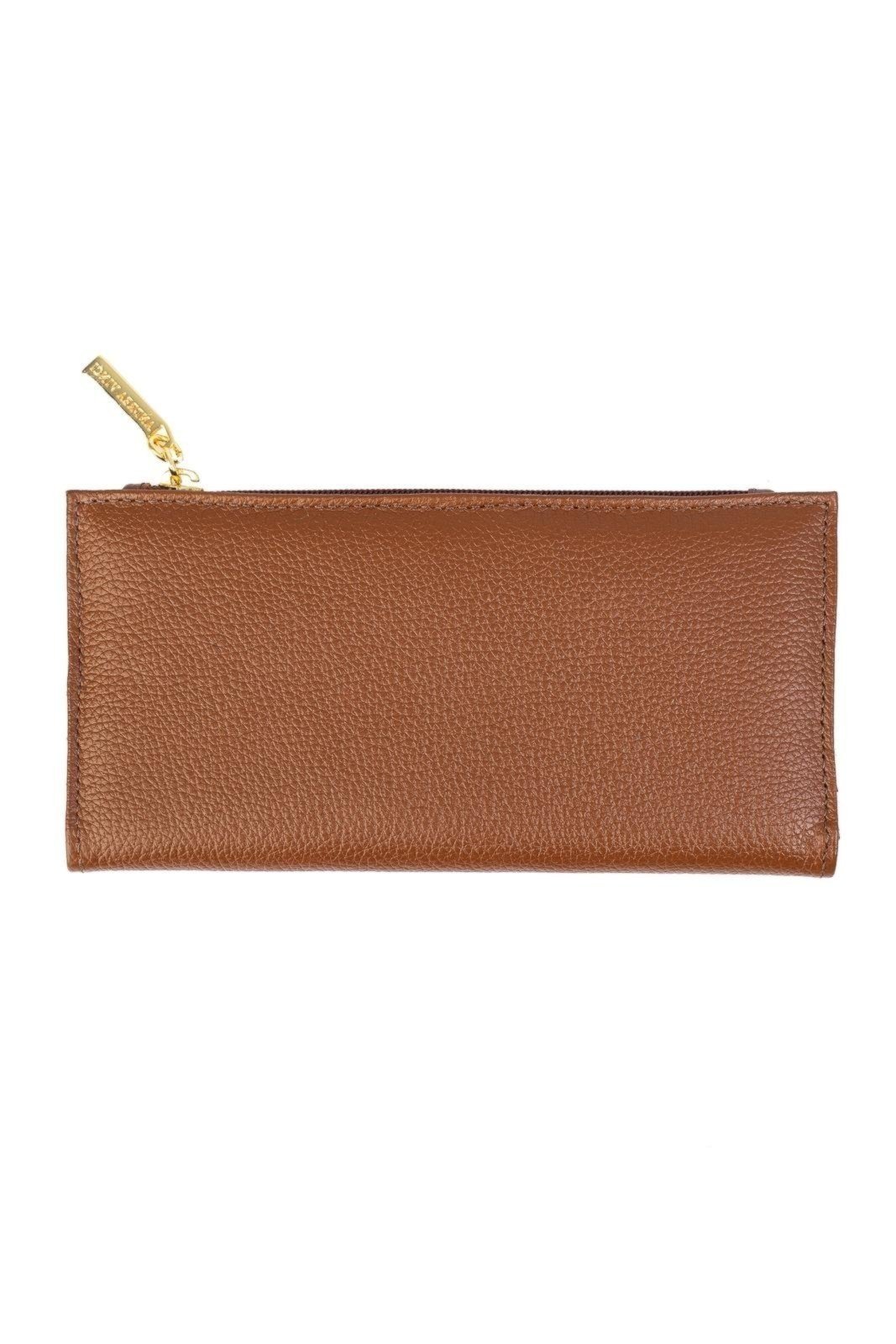 Carteira Andrea Vinci Feminina De Couro Liso Cléo 9,5x19cm – Whisky