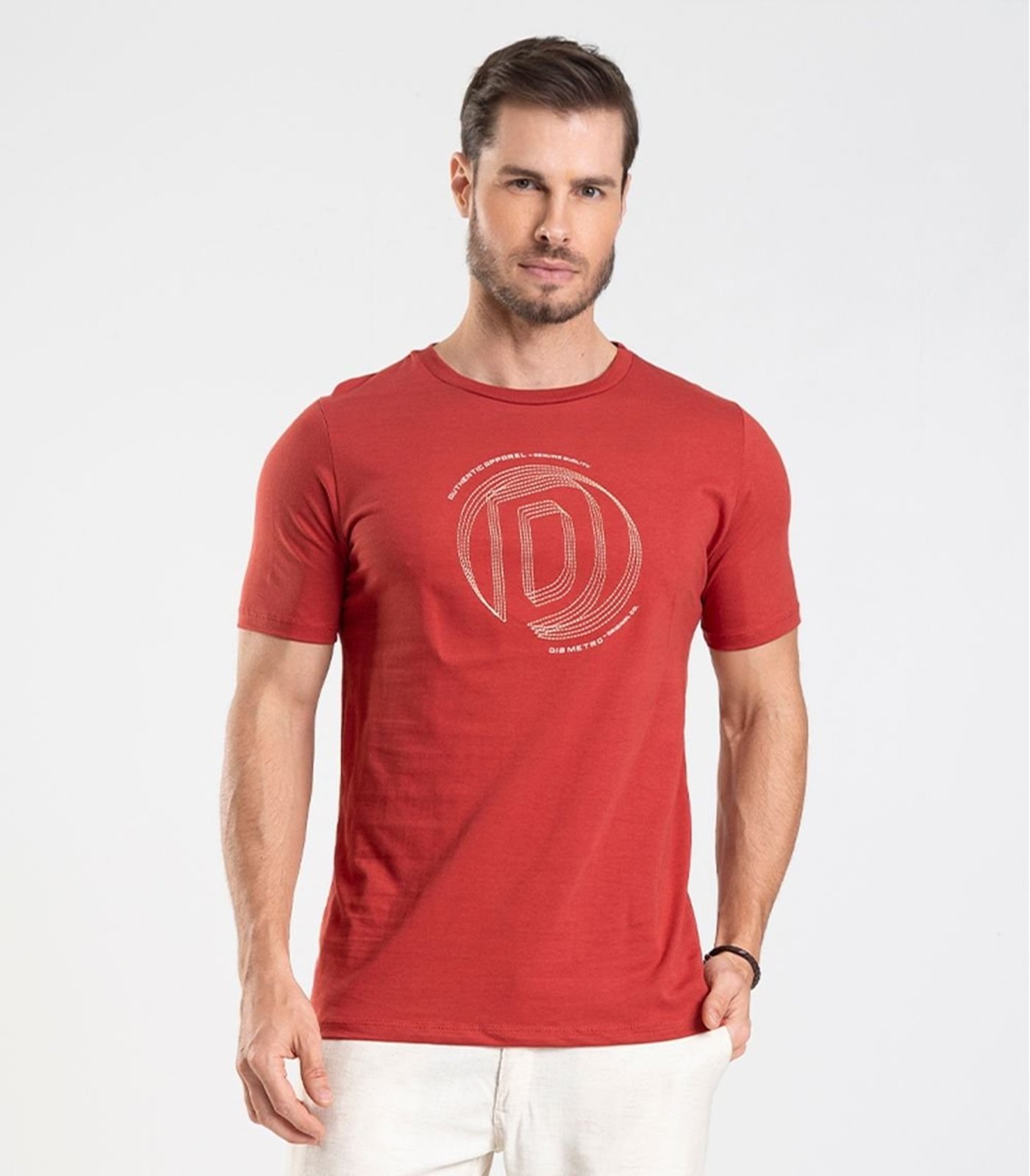 Camiseta em Meia Malha Masculina Diametro Laranja