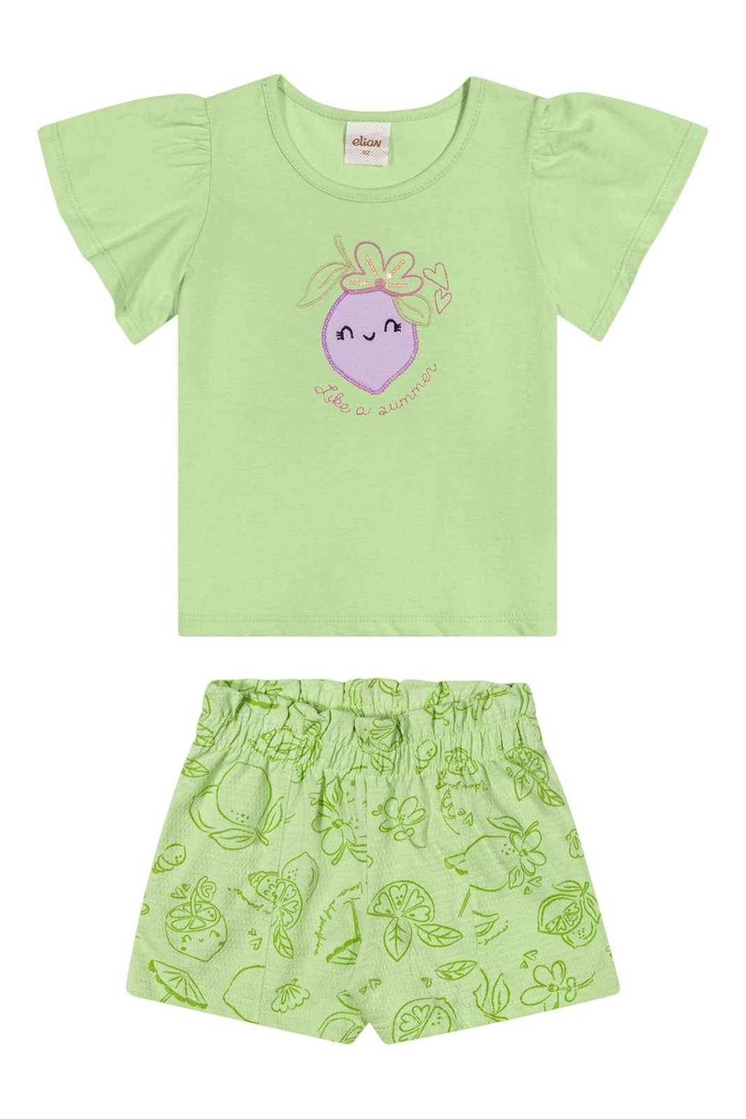 Infantil - Conjunto Menina Lantejoula Frutas Elian Verde