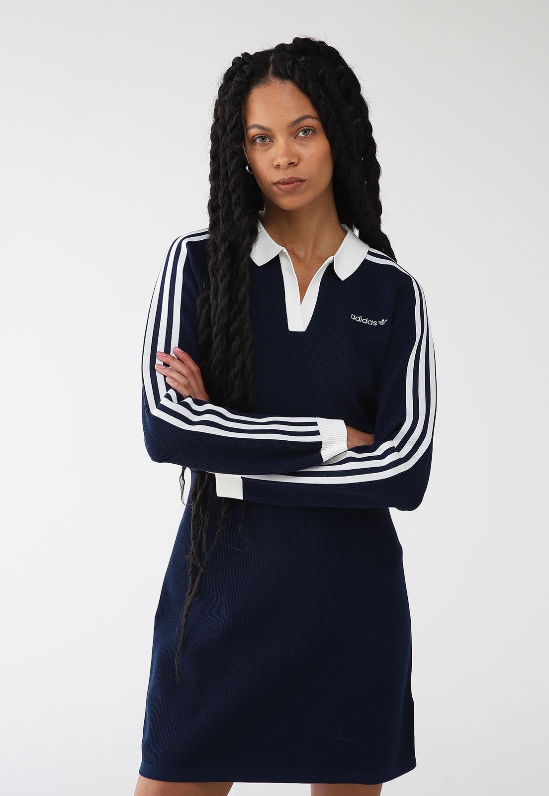 Vestido Polo adidas Originals Curto Tricot Azul-Marinho