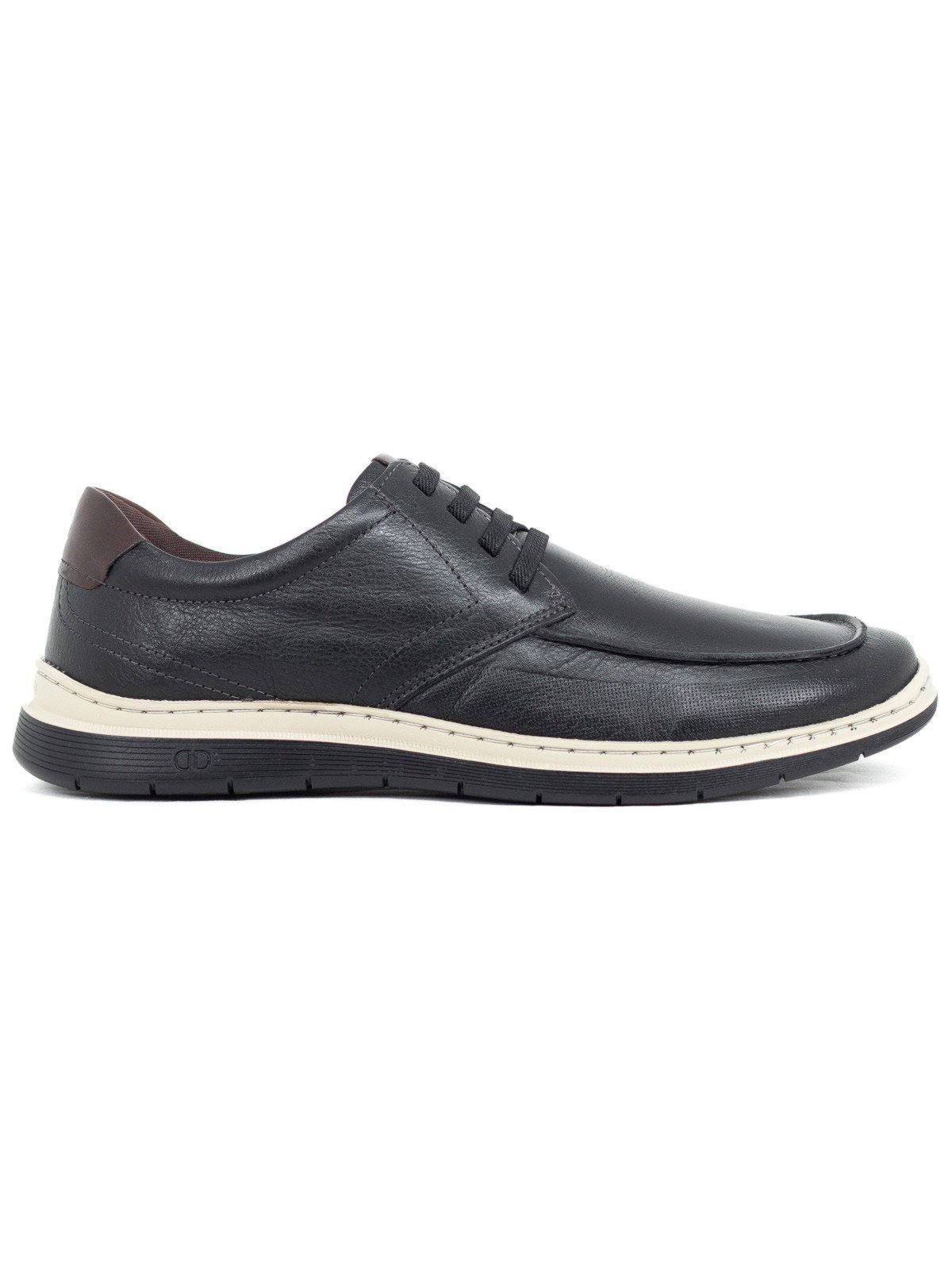 Sapato Masculino Democrata Casual Easy Leave Couro Cadarço Elástico Preto