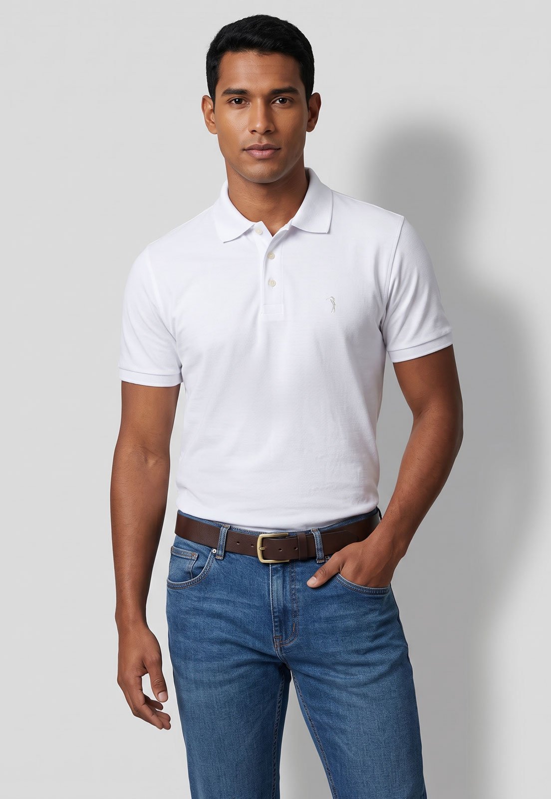 Camisa Polo Aleatory Slim Logo Bordado Branca