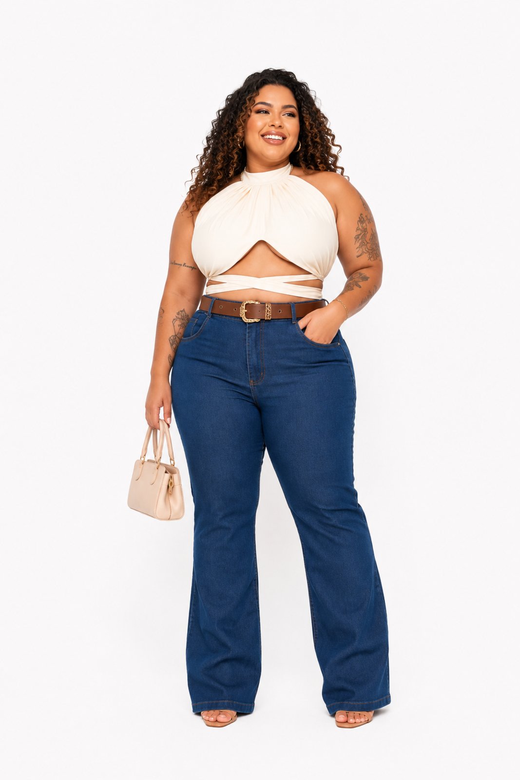 Calça Jeans D Bell Outlet Fashion Flare Plus Size Azul