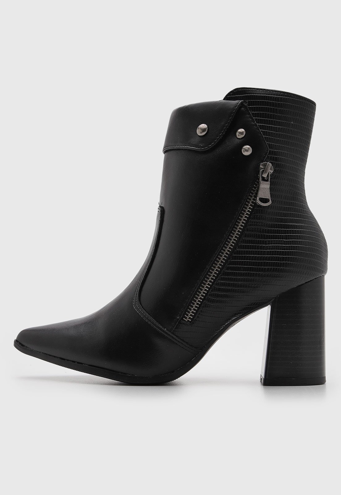 Bota Feminina Ramarim Cano Médio Couro Preta