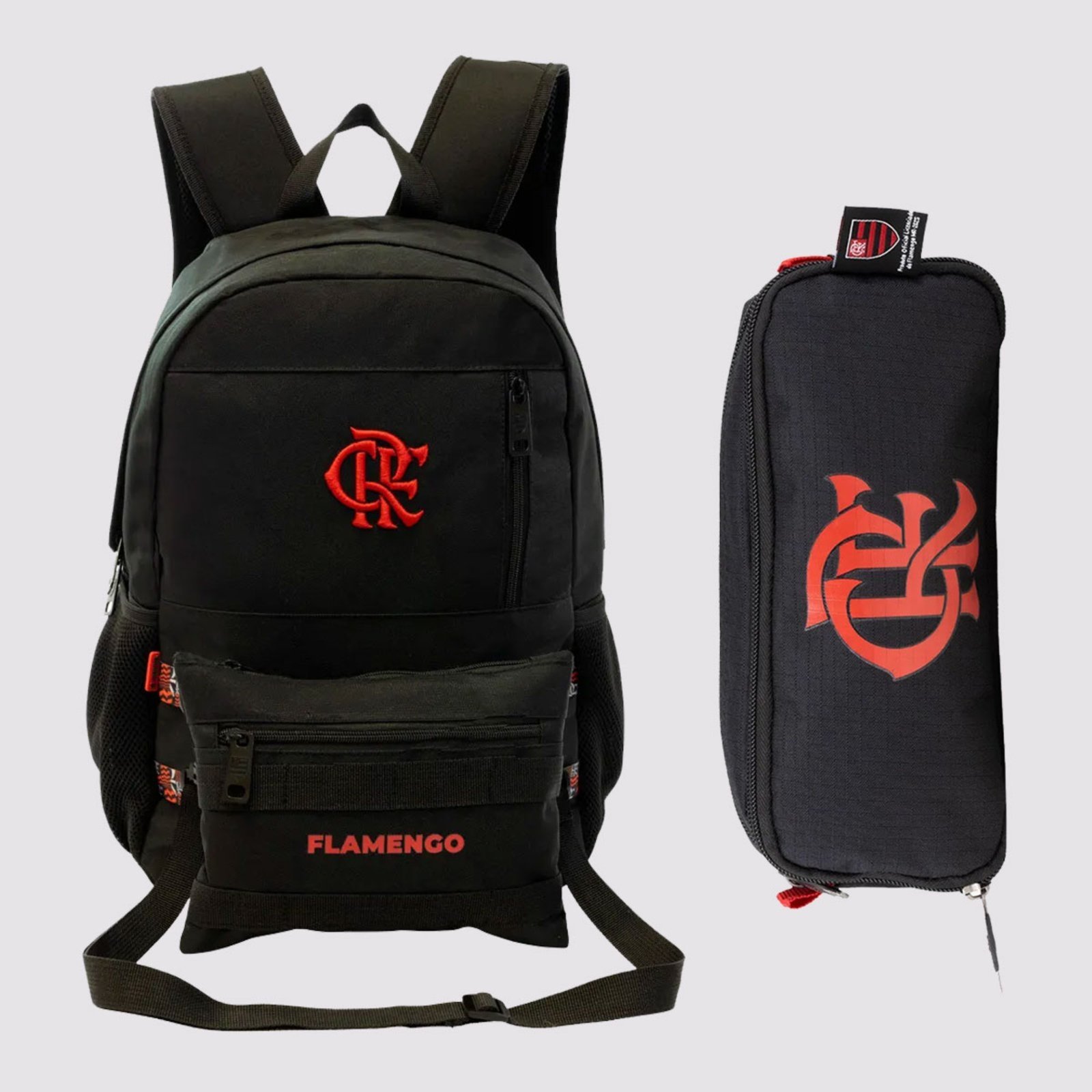 Infantil - Kit Mochila Esportiva e Estojo Flamengo Preto