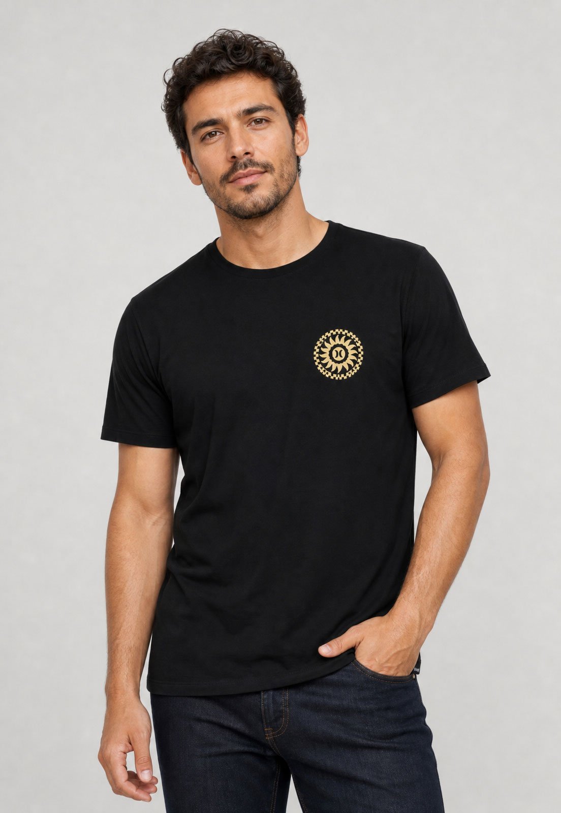 Camiseta Masculina Hurley Estampa Gráfica Preta