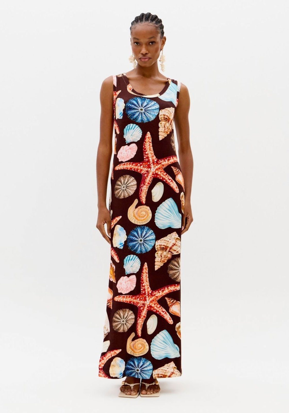 Vestido Super Midi Estampado Com Fenda Lança Perfume