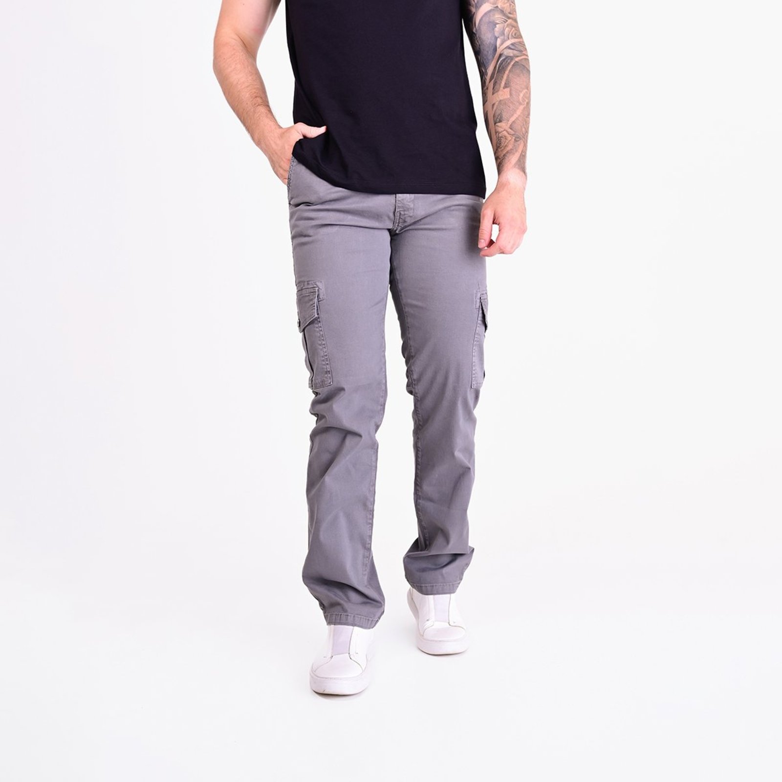 Calça Ellus Cargo Classic Chumbo