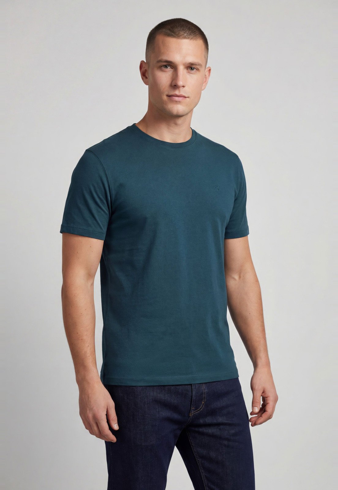 Camiseta Masculina Dudalina Logo Bordado Azul