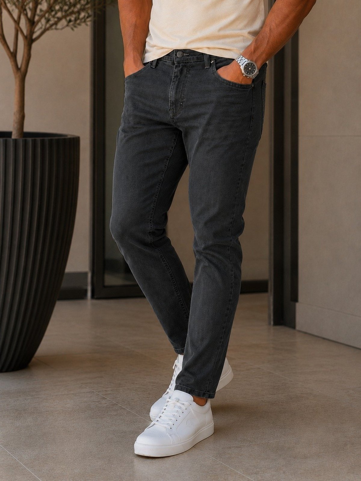 Calça Jeans Skinny Masculina Preta Slim Fit Niha Jeans