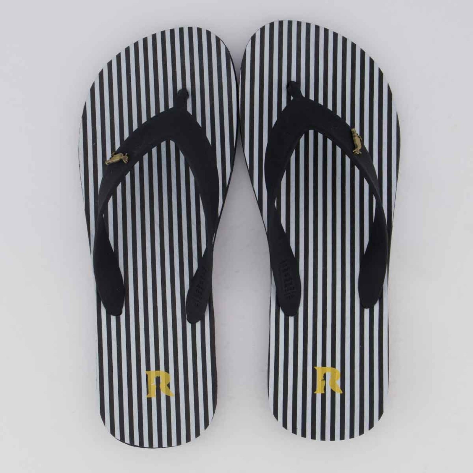 Chinelo Reserva Trancoso Listrado II Preto e Branco