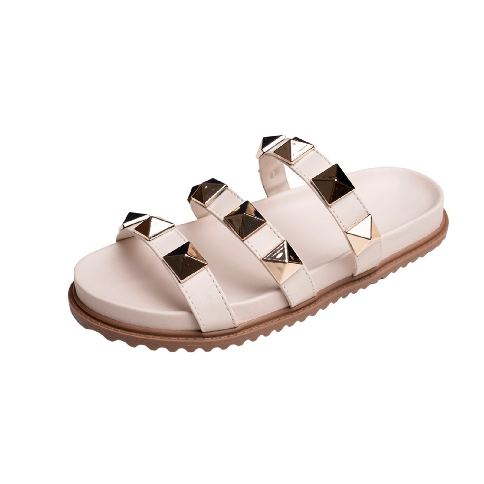Papete Rasteira Sandalia Flat Off White Piramide Kuento Shoes