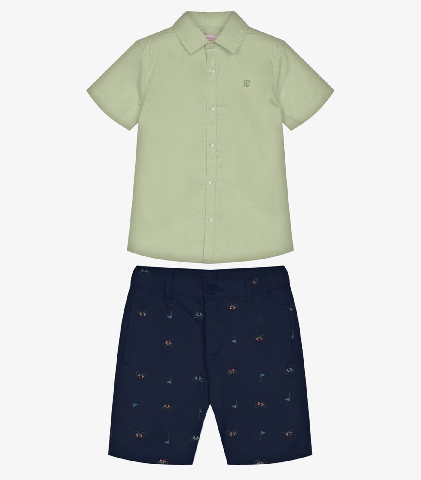 Infantil - Conjunto Camisa Com Bermuda Trick Nick Verde