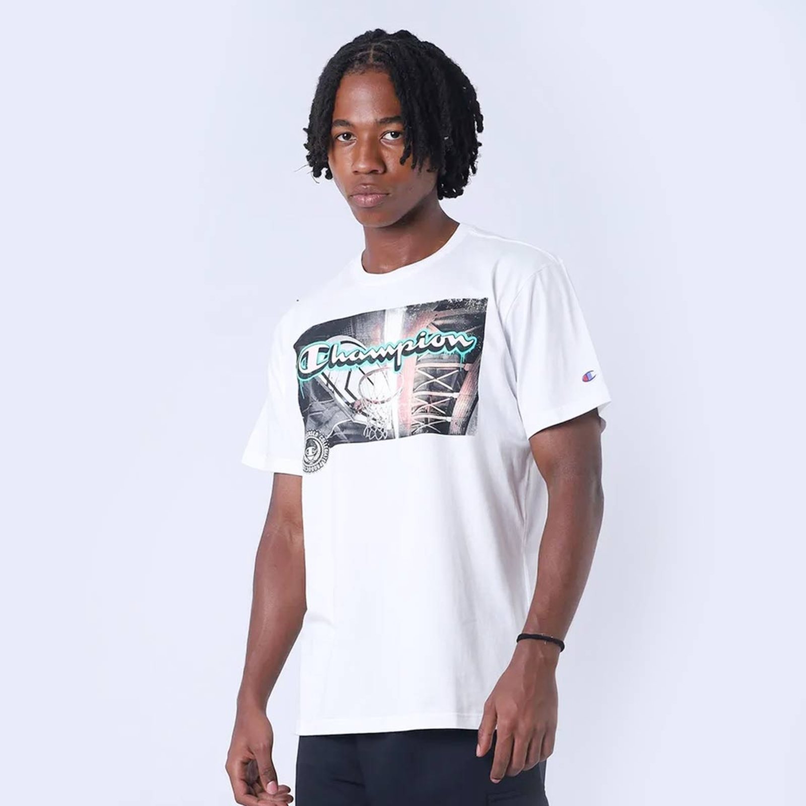 Vista 3 Camiseta Champion Basket Bridge Off White branco white Champion branco white