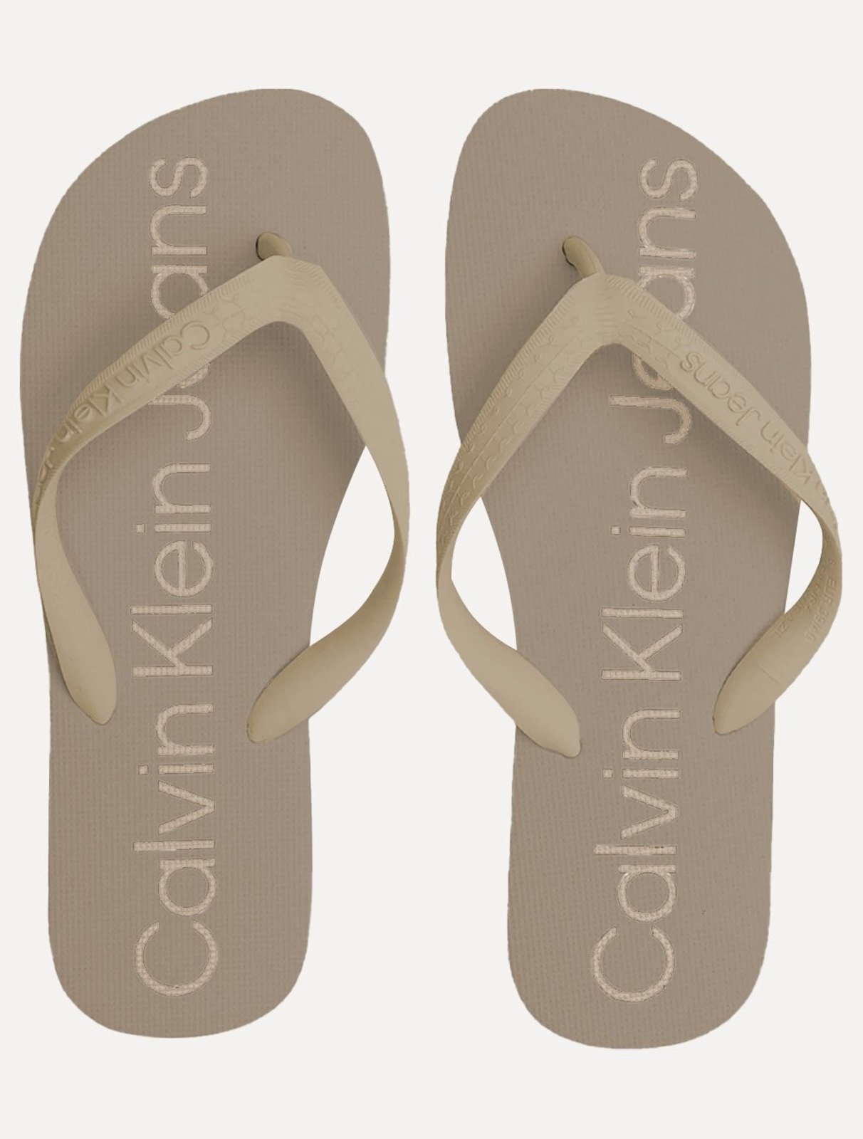 Chinelo Calvin Klein Jeans Silk Khaki Logo Básico Cáqui Claro