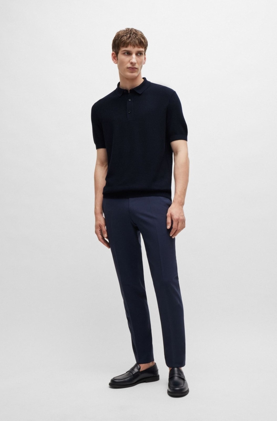 Vista 3 Camisa Polo Regular-Fit Com Estruturas Mistas azul azul