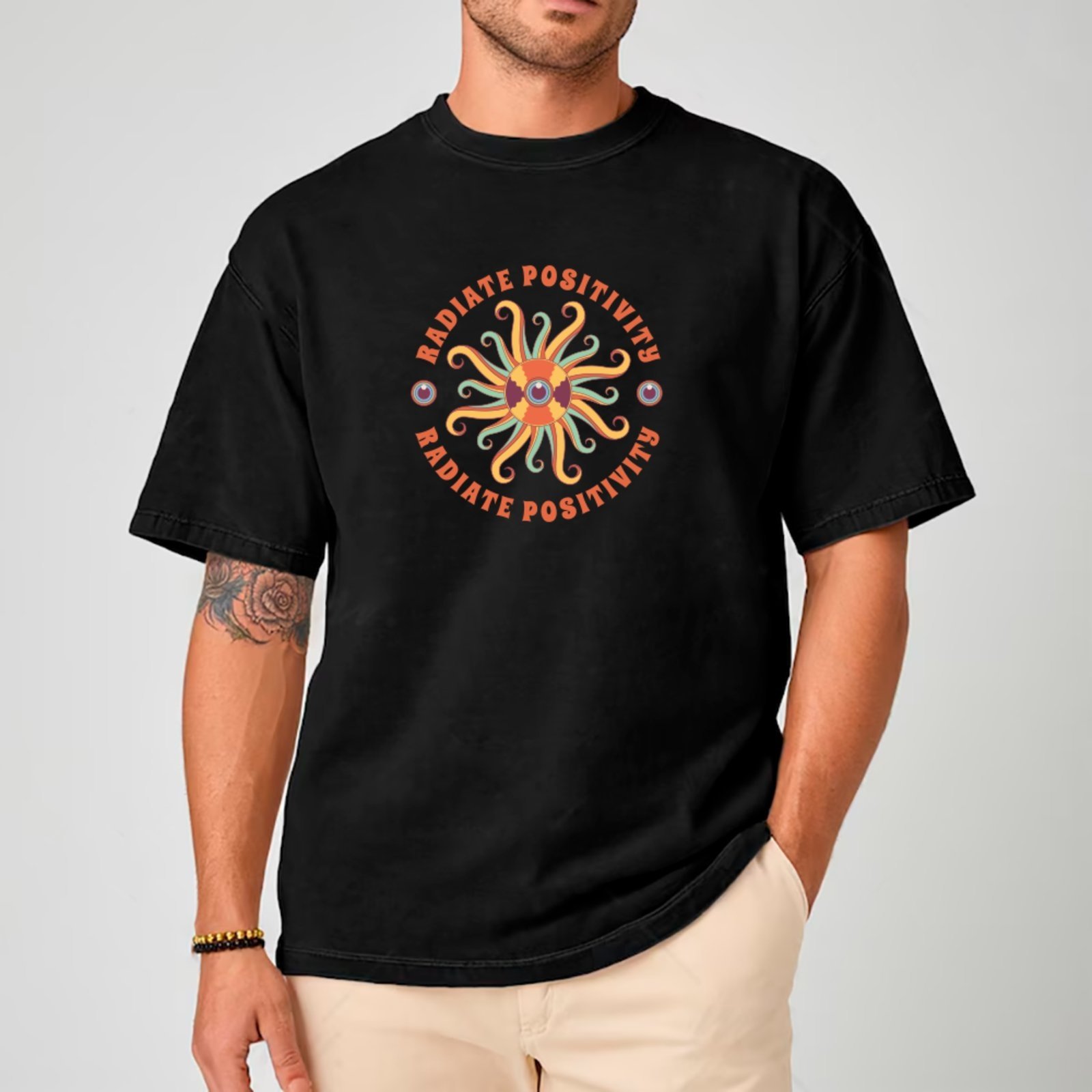 Camiseta Ousy Radiate Positivity Oversized Unissex Preto