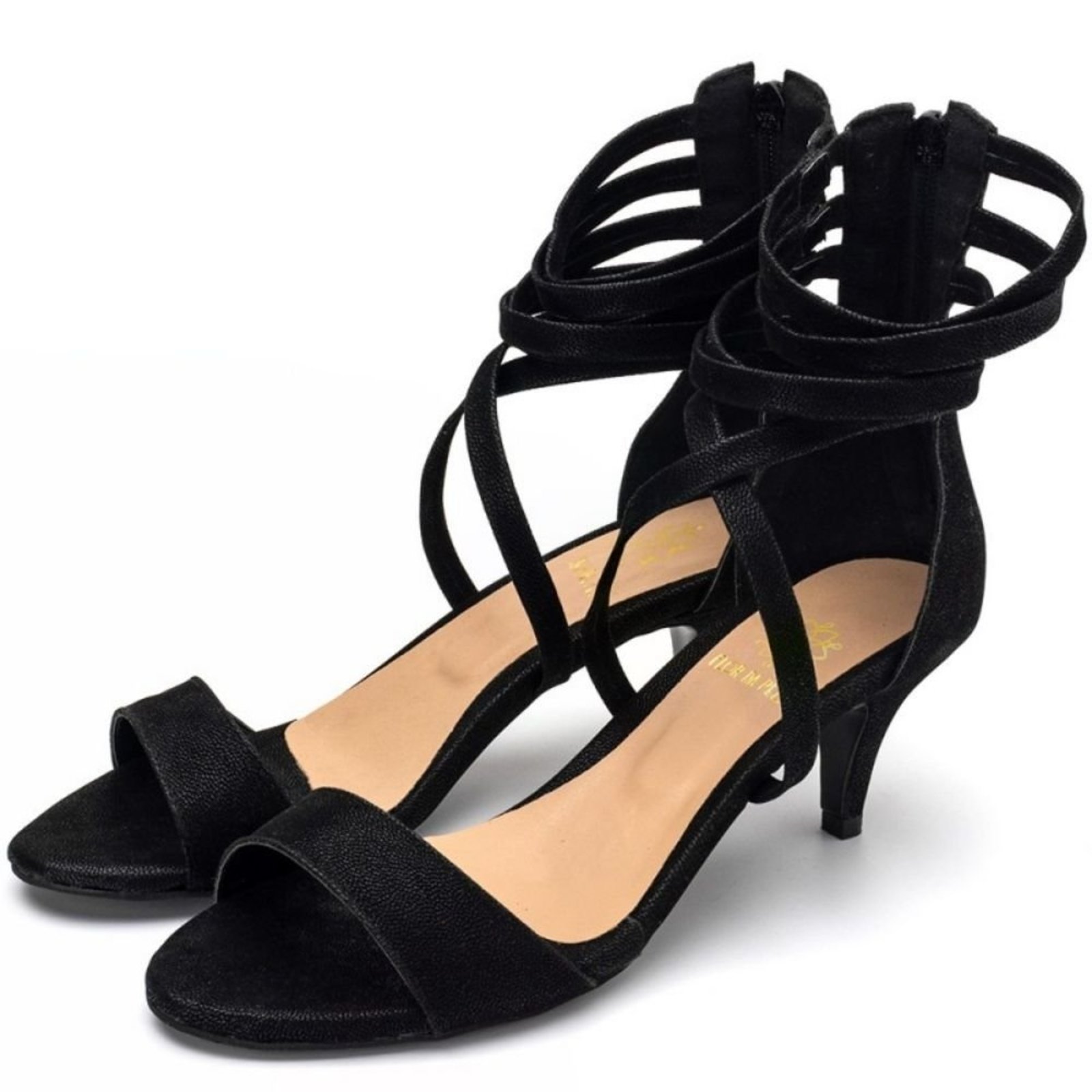 Sandália Feminina Salto Fino Nobucado Preta com Tiras 180158 Hannah Footwear