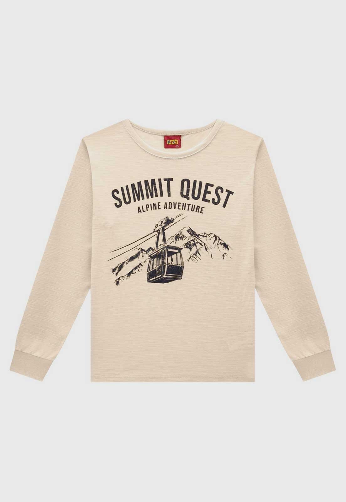 Infantil - Camiseta Kyly Estampa Montanhas Bege