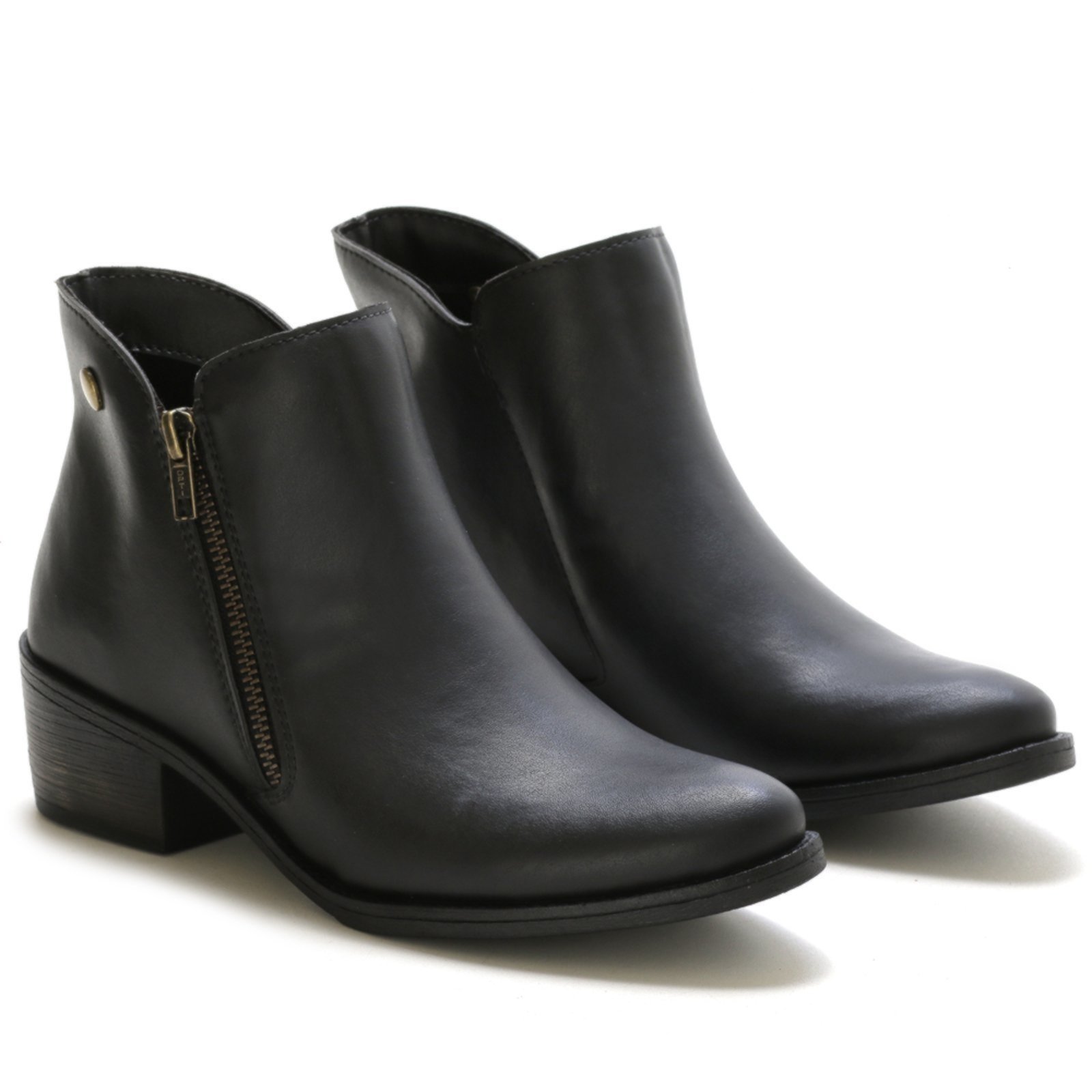 Bota Cano Curto Em Couro Casual Nine4 Dia a Dia Confortável – Preta
