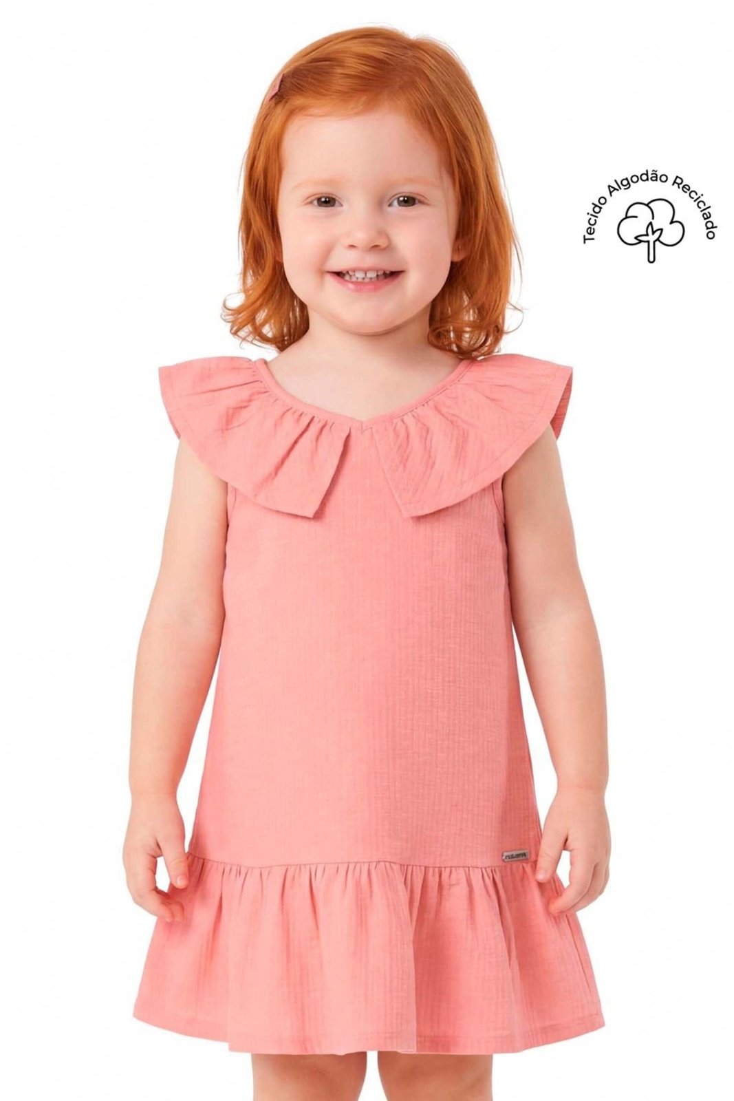 Infantil - Vestido Menina Canelado Eco Colorittá Rosa