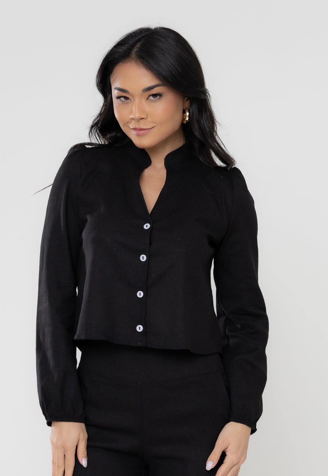 Camisa Aura Suzi Linho Preto
