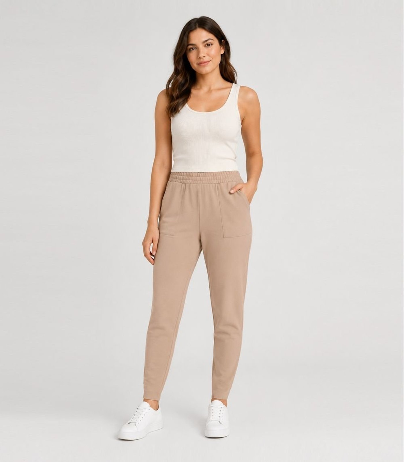 Calça Feminina Em Moletom Com Bolso Infinita Cor Marrom