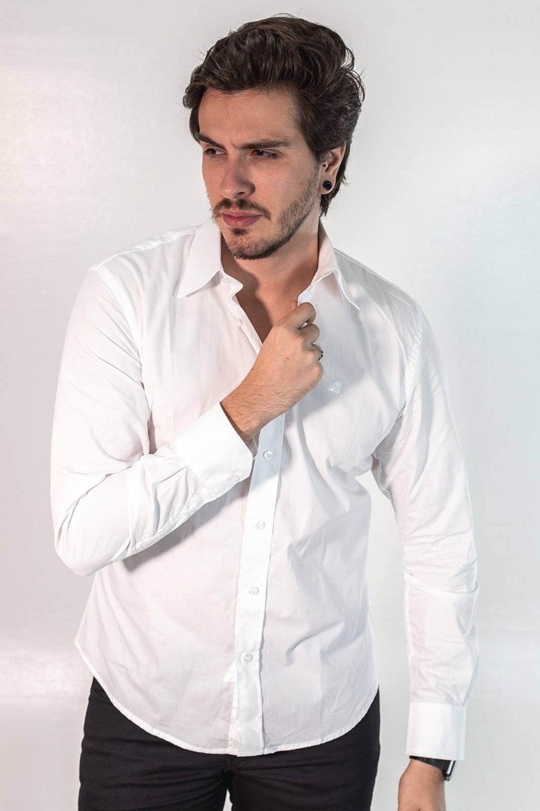 Camisa Social Branca Masculina Slim Manga Longa Anticorpus