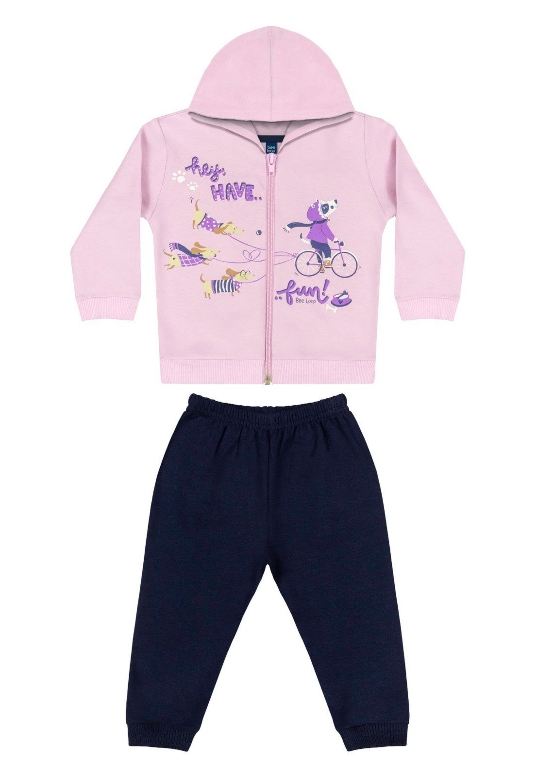 Infantil – Conjunto Jaqueta e Calça Menina Bee Loop Roxo
