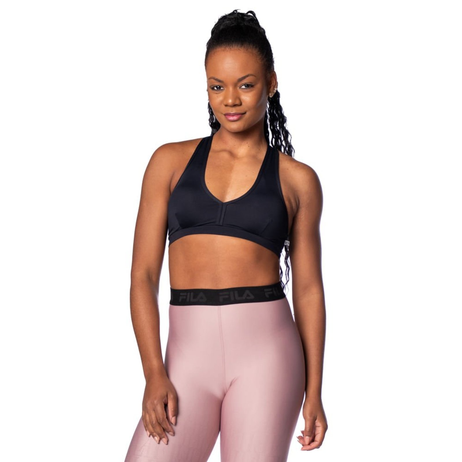 Top Feminino Estilo do Corpo Nadador Preto