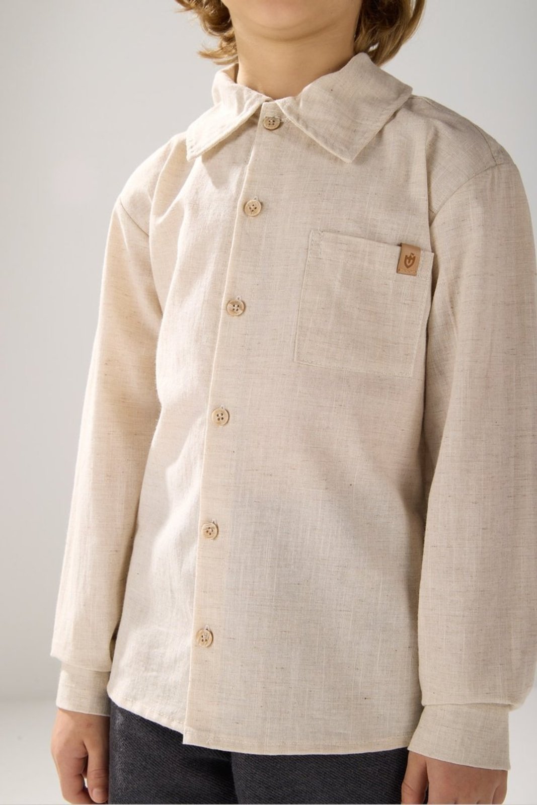 Infantil - Camisa Off White com Gola Polo
