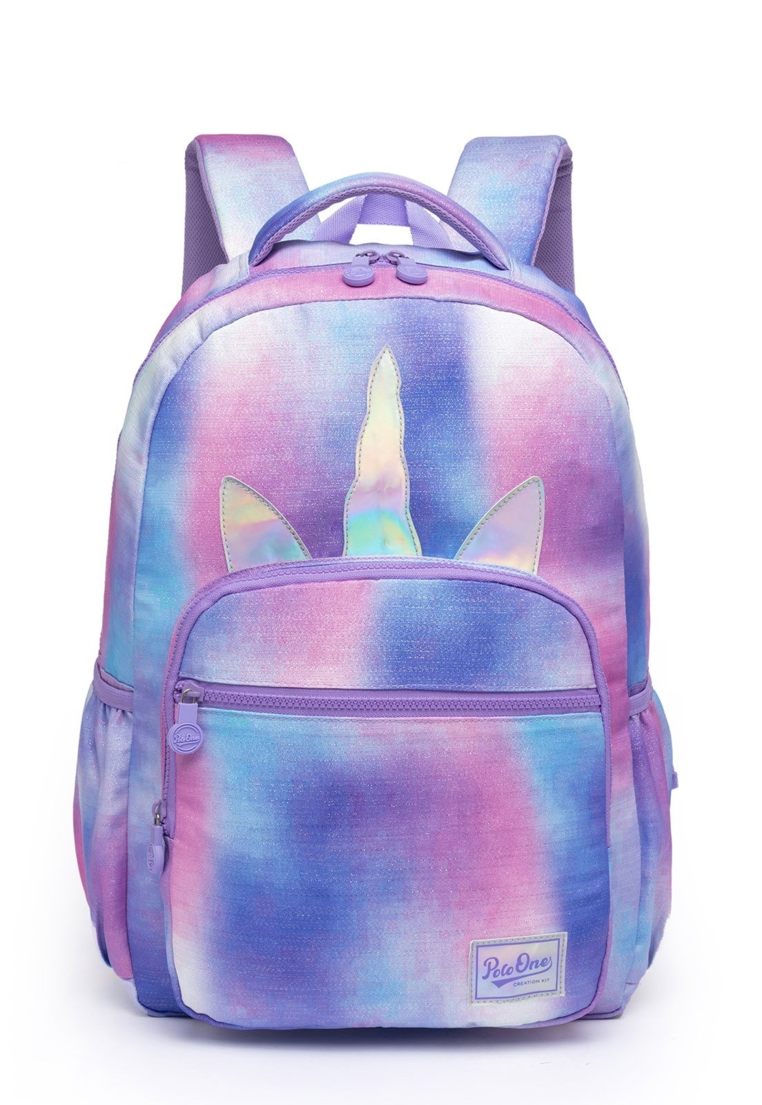 Infantil - Mochila Polo One Unicórnio Menina Bolsa Escolar Reforçada Tie Dye