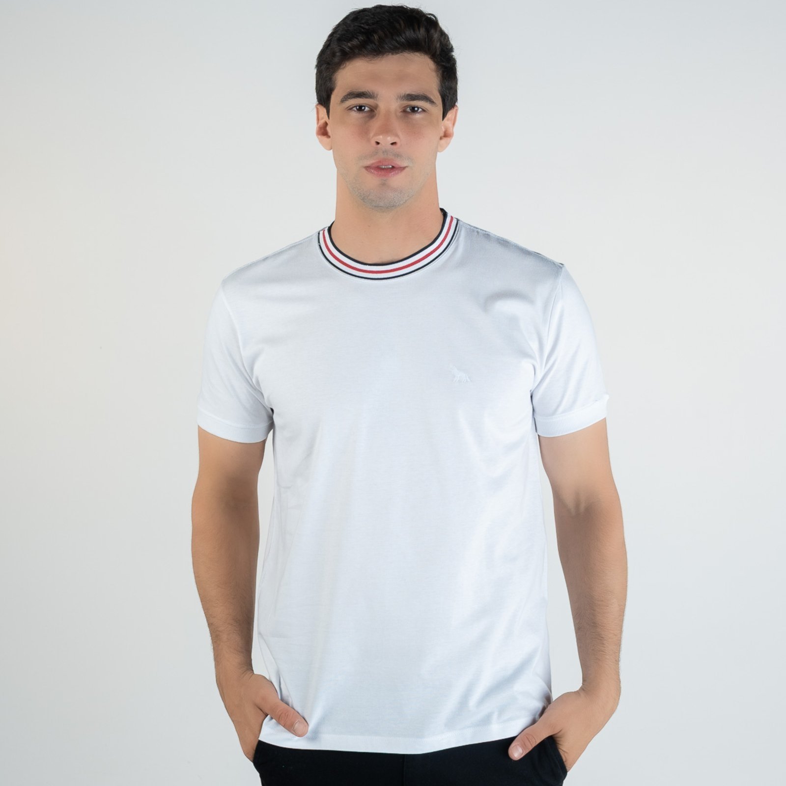 Vista 2 Camiseta Acostamento Frisos Branca branco Acostamento branco